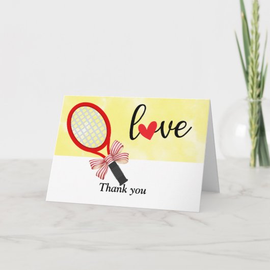 Tennisschläger mit Liebe Dankeskarte (Vorderseite)