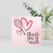Tennisschläger mit Liebe für Hochzeiten Dankeskarte (Stehend Vorderseite)