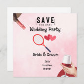 Tennisschläger mit Liebe für Hochzeiten Einladung (Vorne/Hinten)