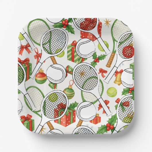 Tennisschläger mit schwarzer Kugelfarbe auf grün Pappteller (Vorderseite)