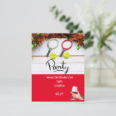 Tennisschläger mit Weihnachtsdekoration Einladung (Stehend Vorderseite)