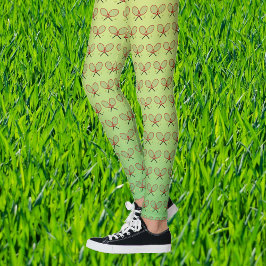 Tennisschläger-Muster grün gelb sportlich Leggings