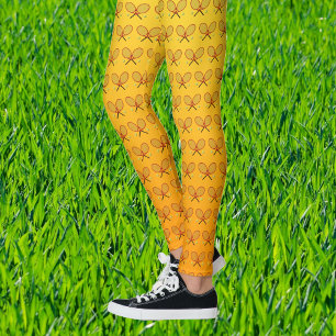 Tennisschläger-Muster orange gelb sportlich Leggings