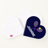 Tennisschläger Rosa blaue Liebe personalisiert Notizblock (Innenseite)