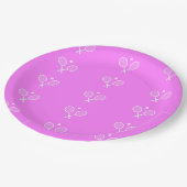 Tennisschläger Tief rosa Hintergrund Pappteller (Schrägansicht)