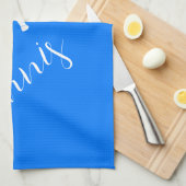 Tennisschläger und Ball Blue Geschirrtuch (Viertel Falte)