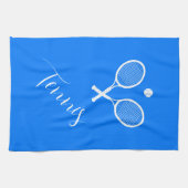 Tennisschläger und Ball Blue Geschirrtuch (Horizontal)