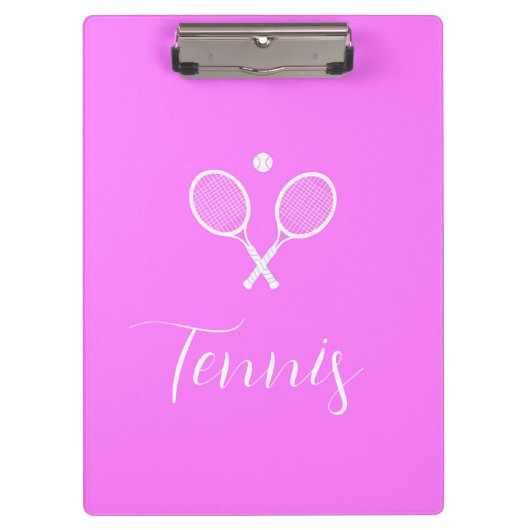 Tennisschläger und Ball Deep Pink Klemmbrett (Vorderseite)