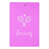 Tennisschläger und Ball Deep Pink Mini Klemmbrett (Rückseite)
