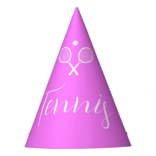 Tennisschläger und Ball Deep Pink Partyhütchen