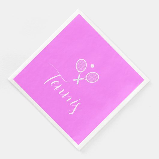 Tennisschläger und Ball Deep Pink Serviette (Ecke)