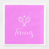 Tennisschläger und Ball Deep Pink Serviette (Vorderseite)