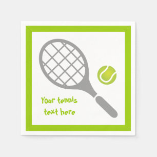 Tennisschläger und Ball grau, grüne moderne Sitte Serviette