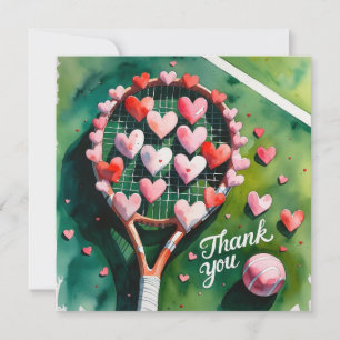 Tennisschläger und Ball mit Liebe Dankeskarte
