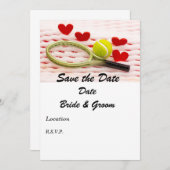 Tennisschläger und Ball mit Liebe Einladung (Vorne/Hinten)