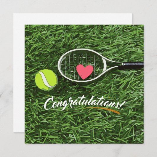 Tennisschläger und Ball mit Liebe gratulieren (Vorne/Hinten)