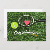 Tennisschläger und Ball mit Liebe gratulieren Postkarte (Vorne/Hinten)