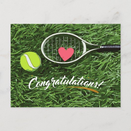 Tennisschläger und Ball mit Liebe gratulieren Postkarte (Vorderseite)
