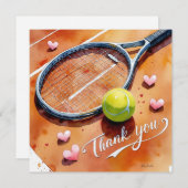 Tennisschläger und Ball mit rotem Liebe Dankeskarte (Vorne/Hinten)