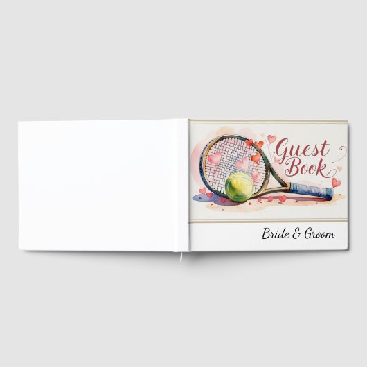 Tennisschläger und Ball mit Thema Hochzeit Gästebuch (Voll)