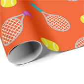 Tennisschläger und Ball-Muster-Party Geschenkpapier (Rolleneckpunkt)
