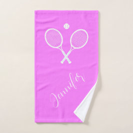 Tennisschläger und Ball Personalisiert rosa Handtuch
