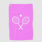 Tennisschläger und Ball Pink Wellness Golfhandtuch (Vorderseite)