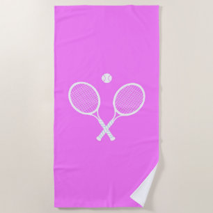 Tennisschläger und Ball Pink Wellness Strandtuch