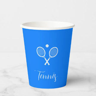 Tennisschläger und Ball Ultramarine Blue Pappbecher