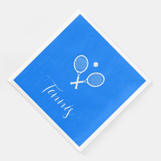 Tennisschläger und Ball Ultramarine Blue Serviette (Ecke)