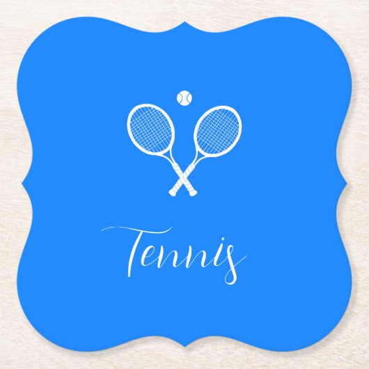 Tennisschläger und Ball Ultramarine Blue Untersetzer (Vorderseite)