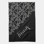 Tennisschläger und -bälle Personalisiert Geschirrtuch (Vertikal)