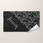 Tennisschläger und -bälle schwarz handtuch (Handtuch)