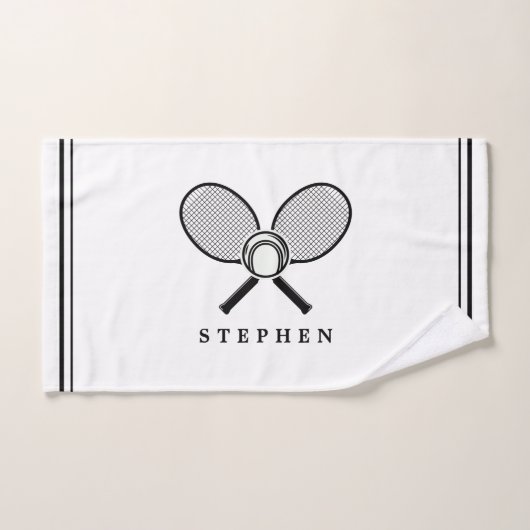 Tennisschläger und Schwarz-Weiß-Sport Handtuch (Handtuch)