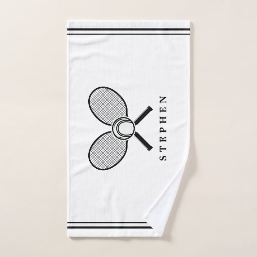 Tennisschläger und Schwarz-Weiß-Sport Handtuch (Handtuch)