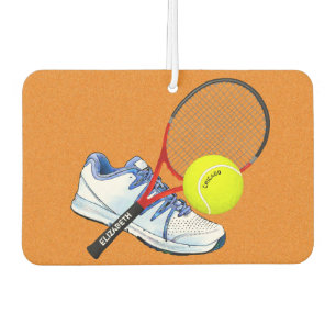 Tennisschuh-Ball und Racket mit eigenem Text Autolufterfrischer