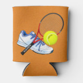 Tennisschuh-Ball und Racket mit eigenem Text Dosenkühler (Vorderseite)