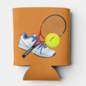 Tennisschuh-Ball und Racket mit eigenem Text Dosenkühler (Rückseite)