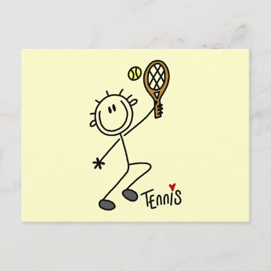 Tennisspielen mit Strichmännchen und Geschenke Postkarte (Vorderseite)