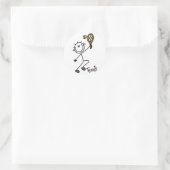 Tennisspielen mit Strichmännchen und Geschenke Runder Aufkleber (Tasche)