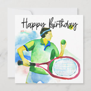 Tennisspieler Aquarell Karte