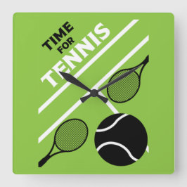 Tennisspieler auf Rasen Quadratische Wanduhr