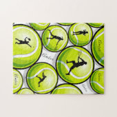 Tennisspieler & Ball Name Muster Klassische Sporta Puzzle (Horizontal)