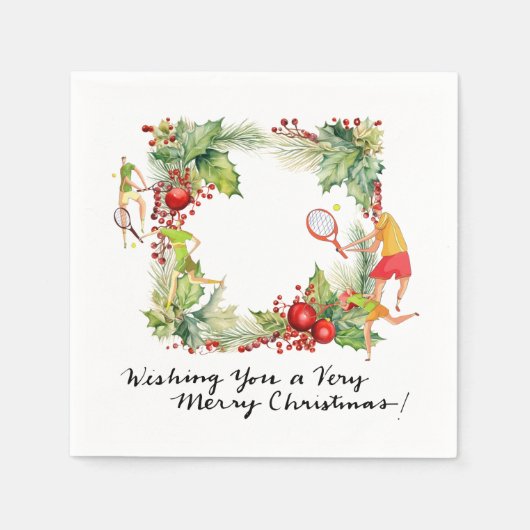 Tennisspieler für das Party zu Weihnachten Serviette (Vorderseite)
