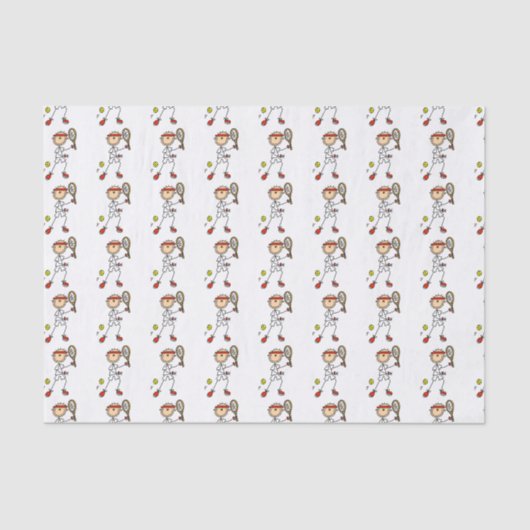 Tennisspieler für männliches Strichmännchen Seidenpapier (Vorderseite)