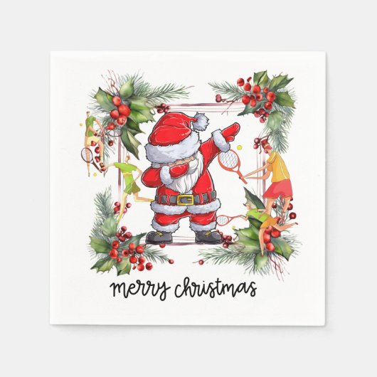 Tennisspieler hinter Weihnachten Serviette (Vorderseite)