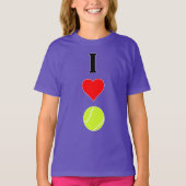 Tennisspieler I Liebe (Herz) Vertikaler Tennisspor T-Shirt (Vorderseite)