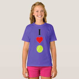 Tennisspieler I Liebe (Herz) Vertikaler Tennisspor T-Shirt