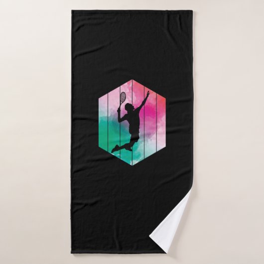 Tennisspieler macht Schmetterball Badehandtuch (Badehandtuch)