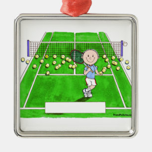 Tennisspieler, Männlich - Personalisierter Cartoo Ornament Aus Metall